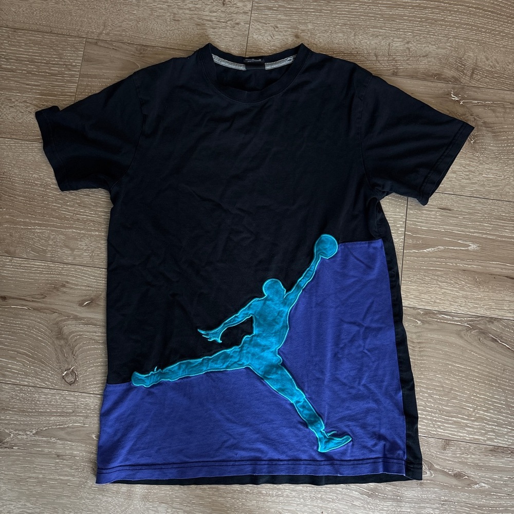 Men's Vintage Jordan Jumpman Black and Blue Graphic T-Shirt